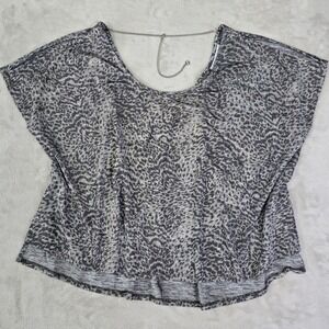 Jennifer Lopez Womens Gray Metallic Leopard Print Chain Back Dolman Top Size M